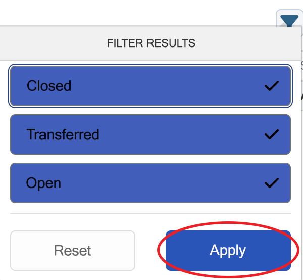 IBKR - Filter Results con tutte le opzioni selezionate e Apply