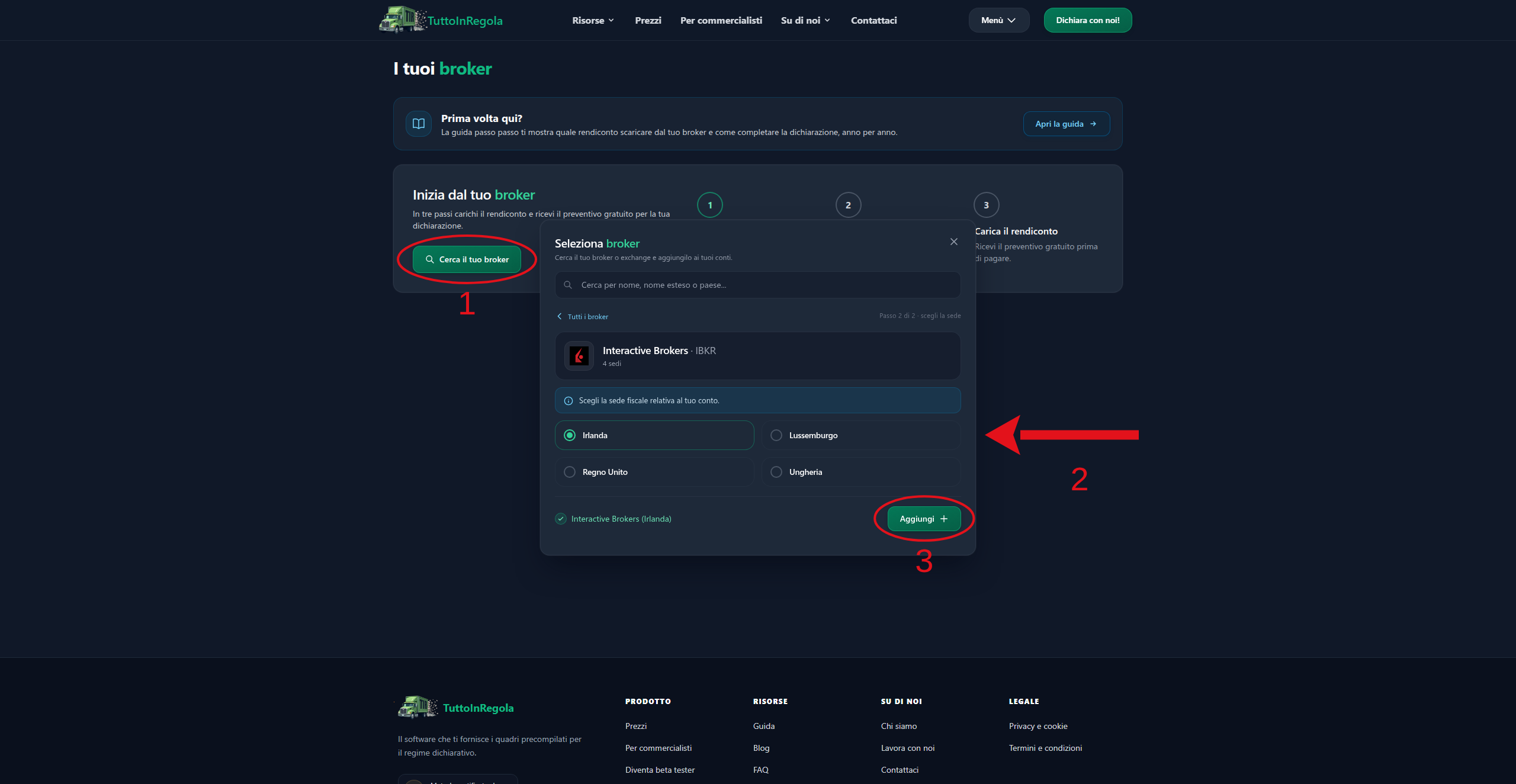 Pannello broker - seleziona e aggiungi