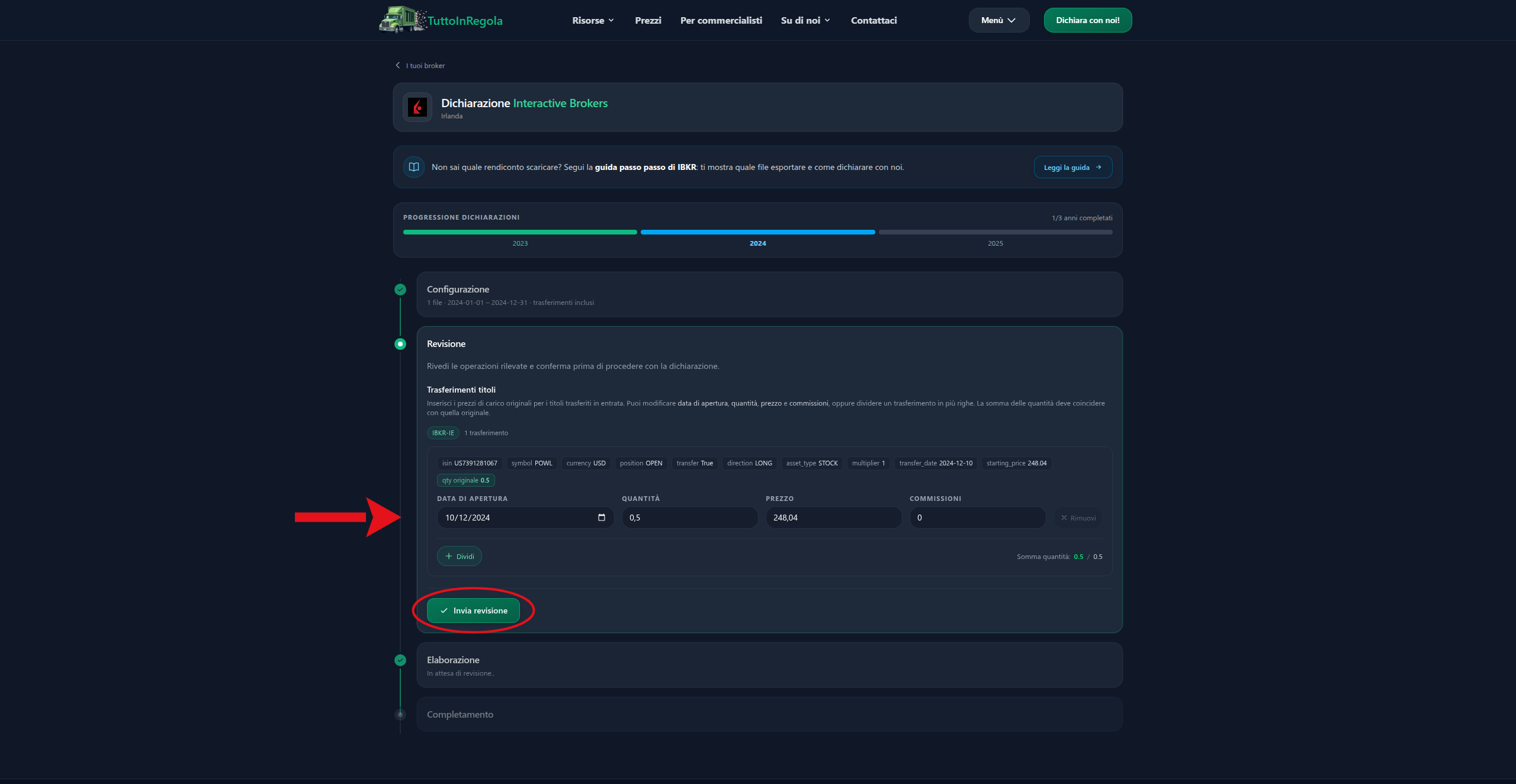 Posizioni trasferite da altri broker