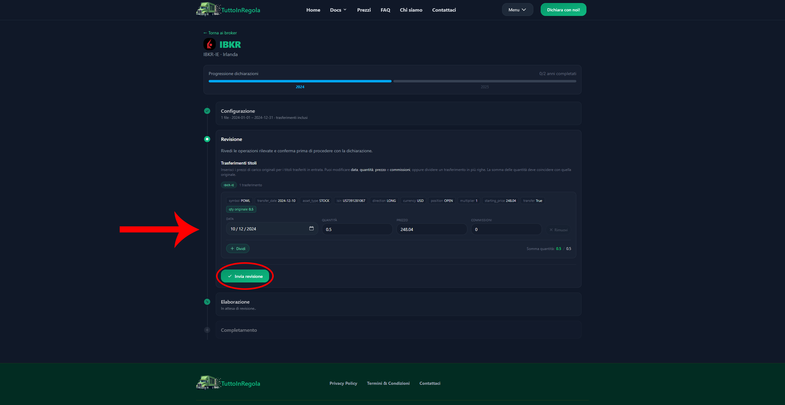 Posizioni trasferite da altri broker